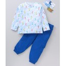 Babyhug Cotton Full Sleeves T-Shirt & Lounge Pants Tie Dye & Crayon Print- Light Blue, 9-12m