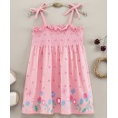 Babyhug Singlet 100% Cotton Frock Flower Print - Pink, 12-18m