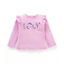 Babyhug Full Sleeves TopText Applique - Pink, 18-24m
