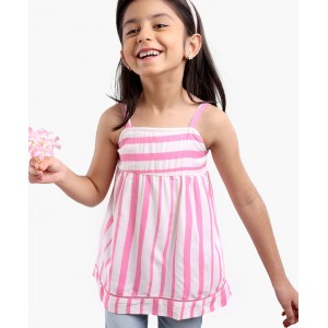 Babyhug Singlet Striped Top - Pink, 6-9m