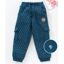 Babyhug Full Length Cotton Lounge Pant Printed With Ribbed Waist - Blue, 12-18m