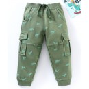 Babyhug Cotton Full Length Lounge Pants Dino Print - Olive, 2-3yr