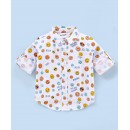 Babyhug Full Sleevesb Shirt Emoji Print - White, 9-12m