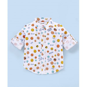 Babyhug Full Sleevesb Shirt Emoji Print - White, 9-12m