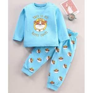 Babyhug Cotton Knit Full Sleeves Nightwear Pyjama Set Stripes Paw Patrol By Babyhug - Blue, 9-12m