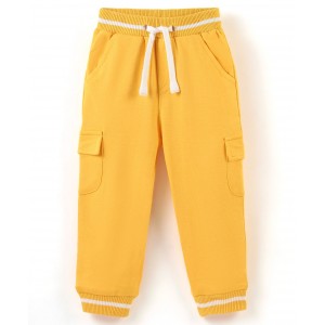 Babyhug Cotton Looper Knit Full Length Solid Color Lounge Pant - Yellow, 12-18m