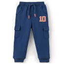 Babyhug Cotton Looper Knit Full Length Lounge Pant with Draw Cord & Number Print - Blue, 4-5yr