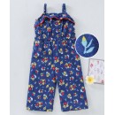 Babyhug 100%Cotton Singlet Jumpsuit Floral Print - Navy Blue, 12-18m