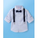 Babyhug Full Sleeves Party Wear Shirt with Bow & Suspender Semi Circle Print - White, 9-12m