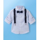 Babyhug Full Sleeves Party Wear Shirt with Bow & Suspender Semi Circle Print - White, 2-3yr