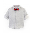 Babyhug Full Sleeves Party Wear Shirt with Bow Checks Print - White, 2-3yr