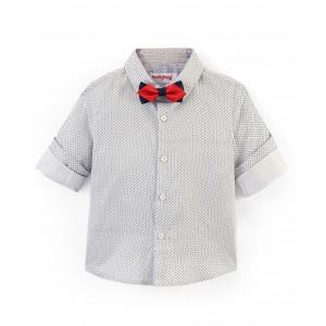Babyhug Full Sleeves Party Wear Shirt with Bow Checks Print - White, 5-6yr