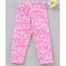 Babyhug Cotton Knitted Full Length Leggings Floral Printed - White Pink, 9-12m