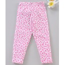 Babyhug Full Length Leggings Heart Print - White Pink, 9-12m