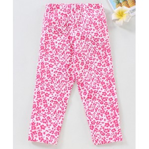 Babyhug Full Sleeves Leggins Floral Print - White Pink, 12-18m