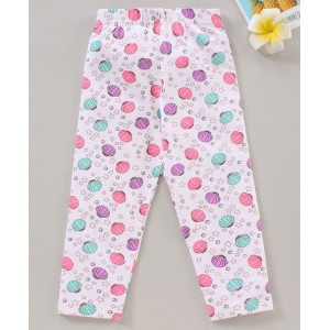 Babyhug Full Length Leggins Sea Shells Print - White, 18-24m