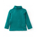 Babyhug Full Sleeves Cotton Lycra Rib Solid Turtle Neck T-Shirt - Green, 9-12m