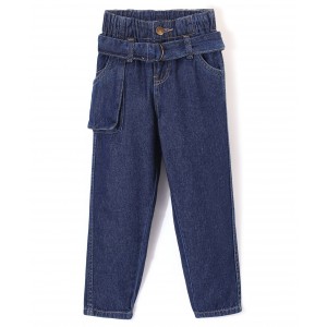 Babyhug 100% Cotton Full Length Washed Denim Jeans - Blue, 2-3yr