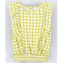 Babyhug Sleeveless Printed Rayon Top With Elasticated Hemline And Frill Detailing-Lime Green, 6-9m