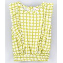 Babyhug Sleeveless Printed Rayon Top With Elasticated Hemline And Frill Detailing-Lime Green, 12-18m