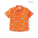 Babyhug 100% Cotton Knit Half Sleeves Regular Shirt with Soccer Ball Print - Orange, 3-6m