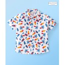 Babyhug 100% Cotton Knit Half Sleeves Regular Shirt with Beach Print - White, 18-24m