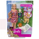Barbie Doggy Daycare Doll, Blonde, and Pets Playset