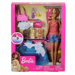 Barbie Doll And Playset With 3 Puppies And Accessories