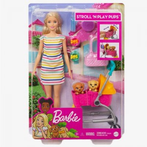 Barbie Stroll n Play Pups Playset with Barbie