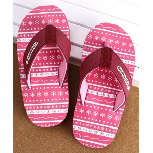 Cute Walk by Babyhug Slip On Flip Flops Snow Flakes Print - Pink, Free Size