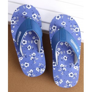 Cute Walk by Babyhug Flip Flops Floral Print - Blue, Free Size
