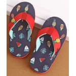 Cute Walk by Babyhug Slip On Style Flip Flops Fruit Graphics and Pineapple Applique - Navy, Free Siz