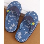 Cute Walk by Babyhug Slip On Style Palm Tree Graphics & Pineapple Applique Flip Flops - Blue, Free S