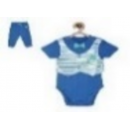 Miniklub Bodysuit+Knit Bottom Set - Blue, 9-12m