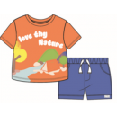 Miniklub Knit T-Shirt And Shorts - Orange/Blue, 12-18m