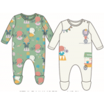 Miniklub Po2 Sleepsuit - Green/Marshmallow, 9-12m