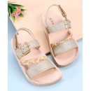 Pine Kids Party Wear Sandals With Dual Velcro Closure - Cream, Free Size