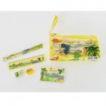 Waya Double Zipper Pencil Bag Stationery Set Dinasour Theme